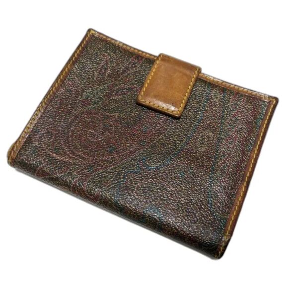 Etro (Authentic) Paisley Print Coated Canvas & Leather Trim Bi-fold Wallet, GUC - Picture 12 of 12